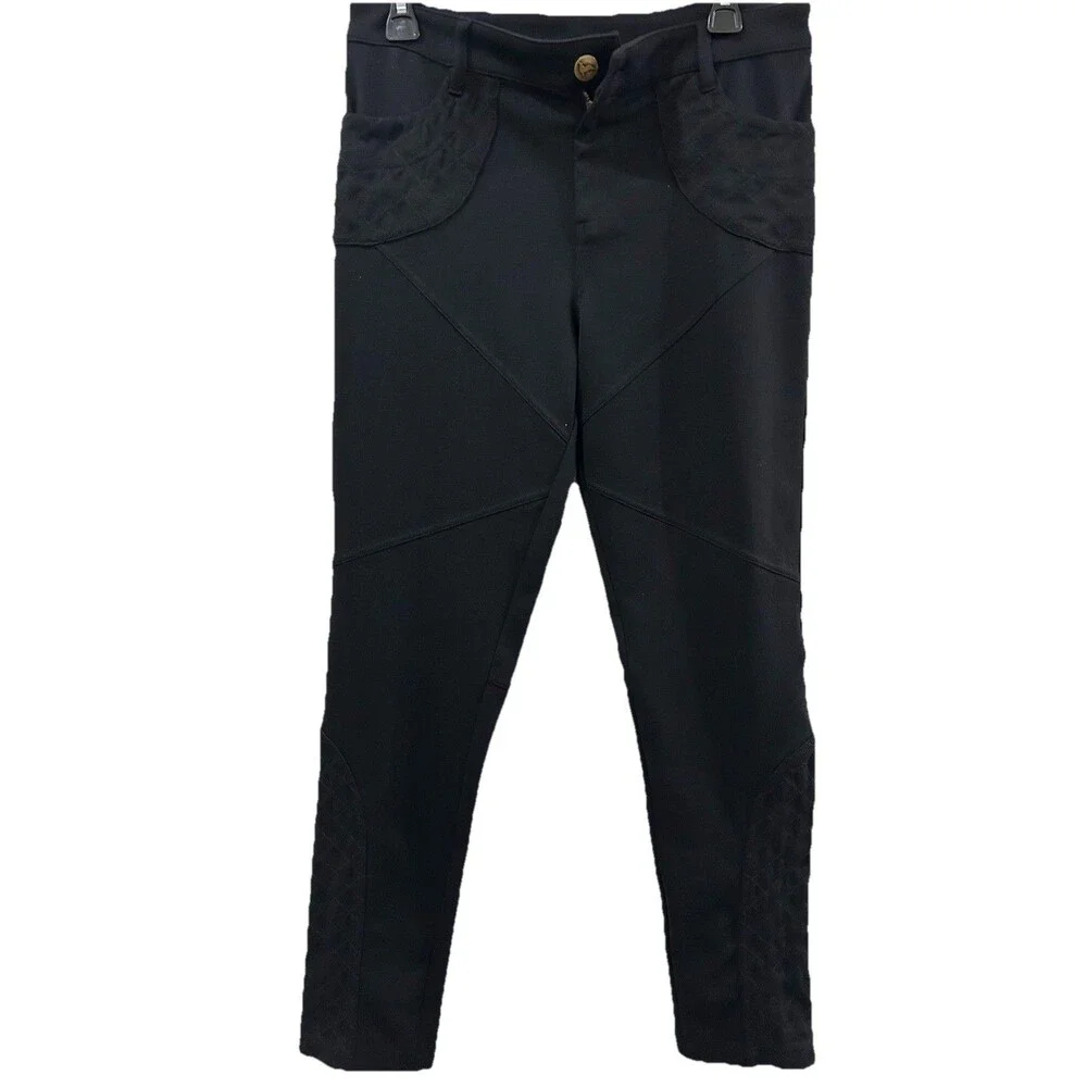 FREE PEOPLE Size 31 Pants Black bird button stretch skinny Legs pockets